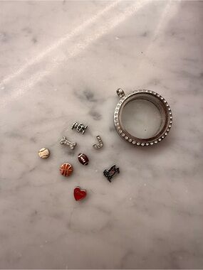 Origami Silver Floating Locket with Charms
